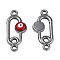 304 Stainless Steel Enamel Connector Charms, Stainless Steel Color, Oval with Evil Eye, Dark Red, 23x10x3mm, Hole: 1.6mm