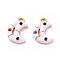 304 Stainless Steel Rhinestone Pendants, with Enamel, Golden, Moon Charm, White, 16x11x3mm, Hole: 2mm
