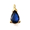 Brass Micro Pave Cubic Zirconia Pendants, Cadmium Free & Nickel Free & Lead Free, Teardrop Charms, Real 18K Gold Plated, Blue, 9.5x5x4mm, Hole: 1.4mm