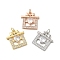 Brass Cubic Zirconia Pendants, Cadmium Free & Lead Free, Present Box, Mixed Color, 18x17.5x4.5mm