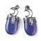Natural Lapis Lazuli Pendants, with Brass Findings, Oval, Antique Silver, 44~46x20~21x16~17mm, Hole: 5x7mm