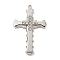 Alloy with Rhinestone Pendants, Cross Charms, Platinum, 54x35x5.5mm, Hole: 2mm