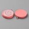 Opaque Resin Enamel Pendants, Smiling Face Print Flat Round Charms with Platinum Plated Iron Loops, Pink, 27~28x23x3.5~4.5mm, Hole: 2mm