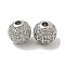 Brass Micro Pave Clear Cubic Zirconia Beads, Cadmium Free & Nickel Free & Lead Free, Round, Platinum, 8.5x8mm, Hole: 1.8mm