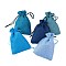 5 Colors Blue Burlap Packing Pouches, Drawstring Bags, Blue, 13.8~14x10cm, 25pcs/set