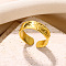 Simple Style 304 Stainless Steel Cuff Rings, for Women, Golden, Inner Diameter: 18mm