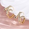 Brass Cubic Zirconia Hoop Earrings, Snake, Real 18K Gold Plated, 15.5x15.5x14.5mm