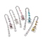 5Pcs 5 Styles Tibetan Style Alloy Bookmarks, Angel Glass Pearl Pendant Bookmarks, Mixed Color, 123x21x2.5mm, 1pc/style