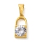 304 Stainless Steel Pendants Cubic Zirconia, Lock, 18x8.5x5mm, Hole: 7.8x3.2mm