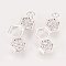 Brass Cubic Zirconia Pendants, Real Platinum Plated, Hexagon, 17x8x2mm, Hole: 1mm