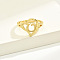 Brass Alphabet Adjustable Rings for Women, Cadmium Free & Nickel Free & Lead Free, with Heart, Letter O, 17mm, US Size 6 1/4(16.7mm)