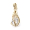 Brass Pendants, with Glass, Long-Lasting Plated, Teardrop Charm, Golden, 24x10.5mm, Hole: 3x2.5mm