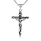 Cross Pendant Necklace with Jesus Crucifix Religious Necklace Sacrosanct Charm Neck Chain Jewelry Gift for Birthday Easter Thanksgiving Day, Stainless Steel Color, 21.65 inch(55cm)