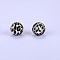 Printed Round Silicone Focal Beads, Black, 15x15mm, Hole: 2mm