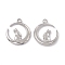 Non-Tarnish 304 Stainless Steel Pendants, Moon with Rabbit, Stainless Steel Color, 24x20x2mm, Hole: 3mm