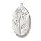 Brass Micro Pave Cubic Zirconia Pendants, Cadmium Free & Nickel Free & Lead Free, Birthday Flower Charms, September Aster, 26x14x1mm, Hole: 1.2mm