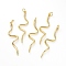 Brass Micro Pave Cubic Zirconia Pendants, for DIY Jewelry Making, with Jump Rings, Snake, Clear, Golden, 39.5x9~10.5x2.5mm, Hole: 2.5mm