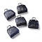 Natural Sodalite Brass Pendants, Platinum, Bag, 27.5x25x10mm, Hole: 6mm