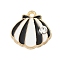 Alloy Enamel Charms, with Rhinestone, Shell Shape Charm, Golden, Black, 14.5x14.5x2.5mm, Hole: 1.5mm