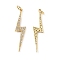 Brass Micro Pave Clear Cubic Zirconia Pendants, Cadmium Free & Nickel Free & Lead Free, with Jump Rings, Bolt Lightning Charms, Real 18K Gold Plated, 27x6x1.5mm, Hole: 3.6mm
