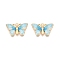 Rack Plating Alloy Enamel Pendants, Cadmium Free & Nickel Free & Lead Free, Light Gold, Butterfly Charm, Sky Blue, 13.5x21.5x2mm, Hole: 1.6mm