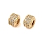 Brass Micro Pave Clear Cubic Zirconia Beads, Nickel Free, Column, Golden, 9x6mm, Hole: 4mm