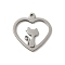 Non-Tarnish 201 Stainless Steel Pendants, Laser Cut, Stainless Steel Color, Heart Charm, Cat Shape, 15x14x1mm, Hole: 1mm