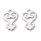 Brass Pendants, Long-Lasting Plated, Adinkra Symbols Sankofa, Platinum, 17x11x1mm, Hole: 1.6mm