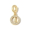 Brass Micro Pave Cubic Zirconia European Dangle Charms, Cadmium Free & Lead Free, Ring with Human, Real 18K Gold Plated, 26mm, Hole: 5mm