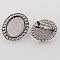 Vintage Alloy Brooch Cabochon Bezel Settings, Cadmium Free & Lead Free, with Iron Pin Back Bar Findings, Antique Silver, Oval Tray: 25x18mm, 33.5x27x2mm, Pin: 0.8mm
