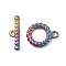 Ion Plating(IP) 304 Stainless Steel Toggle Clasps, Ring, for DIY Jewelry Making, Rainbow Color, Ring: 18.8x14.8x2.8mm, Bar: 21x6.5x2.8mm, Hole: 2mm