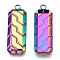 Ion Plating(IP) 304 Stainless Steel Pendants, Rectangle Charm, Rainbow Color, 35x12.5x3mm, Hole: 2.5mm