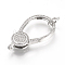 Brass Micro Pave Cubic Zirconia Lobster Claw Clasps, Cadmium Free & Lead Free, Platinum, 45x22.5x7mm, Hole: 1~2mm