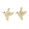 Brass Micro Pave Clear Cubic Zirconia Pendants, Cadmium Free & Lead Free, Bird, Real 18K Gold Plated, 21x21x3.5mm, Hole: 5x2.5mm