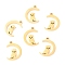 304 Stainless Steel Charms, Laser Cut, for Halloween, Moon with Owl, Golden, 12x9x1.1mm, Hole: 1mm