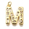 Brass Micro Pave Clear Cubic Zirconia Pendants, with Jump Ring, Lead Free and Cadmium Free, Long-Lasting Plated, Rack Plating, Letter Charms, Real 18K Gold Plated, Letter M, 20.5x17x2.7mm, jump ring: 5x1mm, 3mm inner diameter.