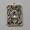 Alloy Enamel Pendants, Light Gold, Rectangle with Tarot, Lion, 28x18x1.4mm, Hole: 1.6mm