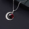 Alloy & Glass Luminous Moon Constellation Pendant Necklaces, Stainless Steel Box Chain Necklaces, Stainless Steel Color, Virgo, 23.62 inch(60cm)