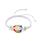 Cowrie Shell & Glass Seed Braided Bead Bracelets, Adjustable Nylon Bracelet, White, Inner Diameter: 2-1/8~3-1/8 inch(5.5~8cm)