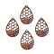 Natural Walnut Wood Pendants, Undyed, Hollow Teardrop Charm with Bees, Camel, 36.5x25x2.5mm, Hole: 2mm