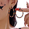 Alloy Enamel Hoop Earrings, Twist Ring, Platinum, 44x42x4mm