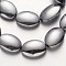 Electroplate Non-magnetic Synthetic Hematite Beads Strands, Oval, Silver Plated, 18x13x4~5mm, Hole: 1mm, about 22pcs/strand, 15.7 inch