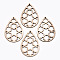 Unfinished Hollow Wood Big Pendants, Undyed, Laser Cut Wood Shapes, Teardrop, Antique White, 57x39~40x2.5mm, Hole: 2mm