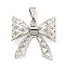 Rack Plating Brass Pendants, Cadmium Free & Lead Free, Bowknot, Platinum, 18.5x20.6x6mm, Hole: 6.5x2mm