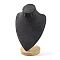 Bust Shaped Microfiber & Wood Jewelry Necklace & Earrings Display Stands, Gray, 10.5x16.3x25cm