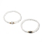Natural White Jade Round Beads Stretch Bracelet Set, Heart Acrylic & 304 Stainless Steel Beads Bracelet, Golden, White, Inner Diameter: 2-1/4 inch(5.6cm), 2pcs/set
