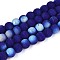Frosted Opaque Glass Beads Strands, Round, Half Plated, AB Color Plated, Dark Blue, 6~6.5mm, Hole: 0.9mm, about 67~70pcs/strand, 14.57~15.16 inch(37~37.5cm)