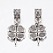 Tibetan Style Alloy European Dangle Charms, Large Hole Pendants, Clover, Antique Silver, 30mm, Pendant: 20x13x2mm, Hole: 4.5mm