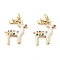 Christmas Theme Rack Plating Brass Pendants, Micro Pave Colorful Grade AAA Cubic Zirconia, with Enamel and Jump Ring, Long-Lasting Plated, Cadmium Free & Lead Free, Deer, 17x14x2mm, Hole: 2.5mm
