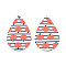 Autumn Theme PU Leather Big Pendants, Double Sided, teardrop,  with Pumpkin Pattern, White, 56x37x2mm, Hole: 1.8mm